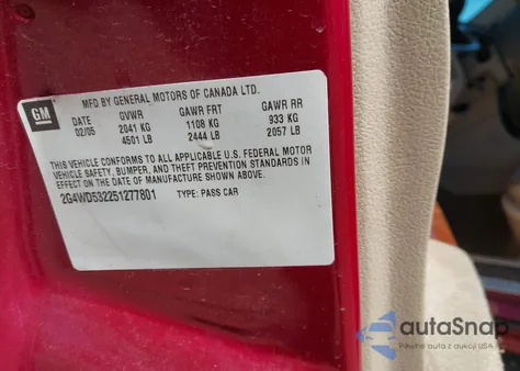 2005 Buick Lacrosse Cxl из США, поврежденный, VIN 2G4WD532251277801